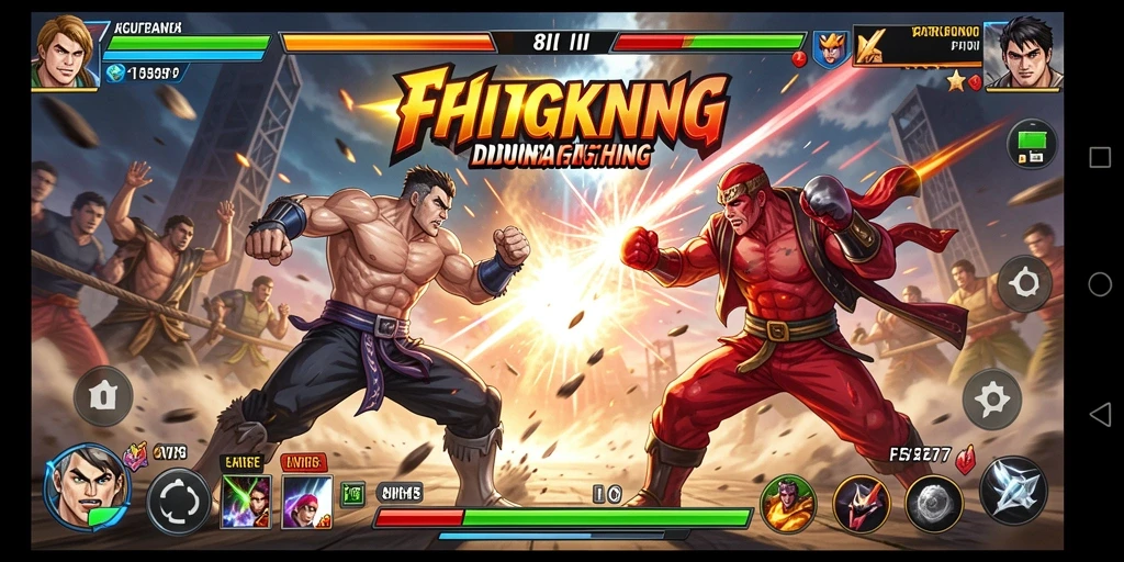 Tampilkan screenshot 8II dengan aksi pertarungan yang dinamis.
