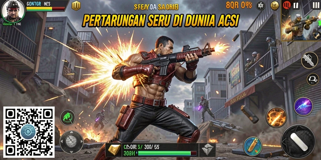 Tampilan gameplay 8QR yang penuh aksi dan pertarungan seru.