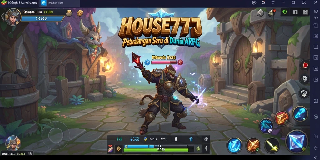Tampilan screenshot HOUSE777 menampilkan aksi pertarungan di dunia ARPG.