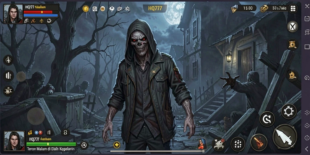 Screenshot utama dari gameplay mencekam di HQ777.