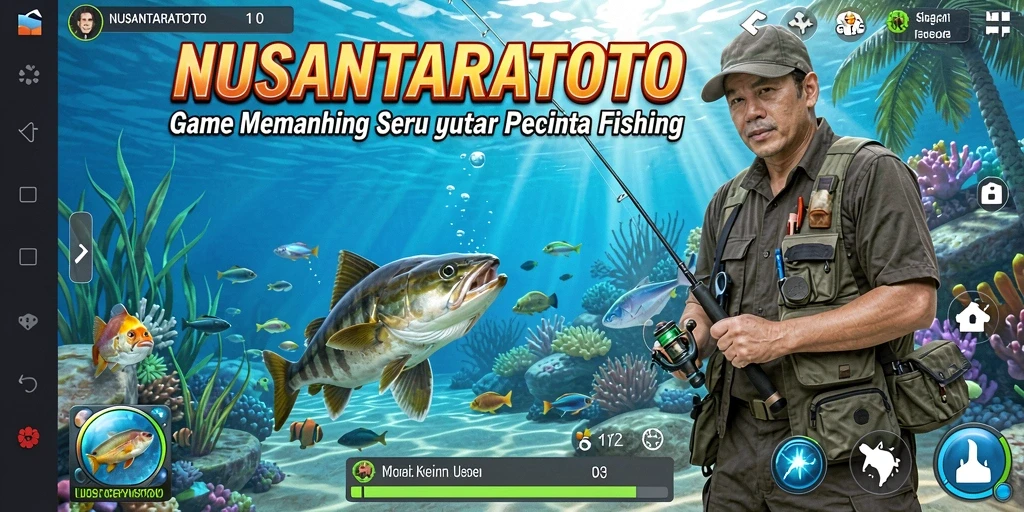 Tampilan gameplay NUSANTARATOTO yang menggambarkan momen menangkap ikan.