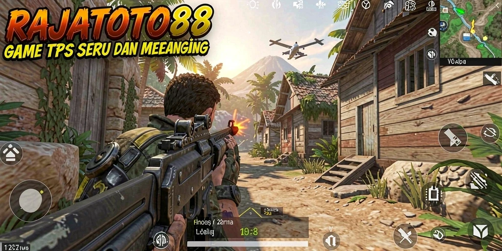 Screenshot gameplay seru dari RAJATOTO88 yang menampilkan aksi TPS.