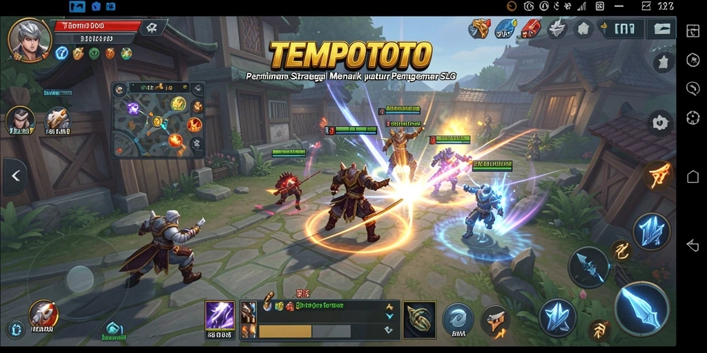 Screenshot utama menunjukkan gameplay strategis TEMPOTOTO.