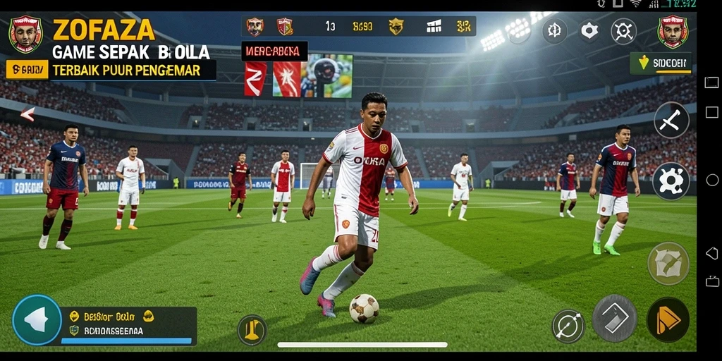 Screenshot ZOFAZA menampilkan aksi gameplay sepak bola yang seru.